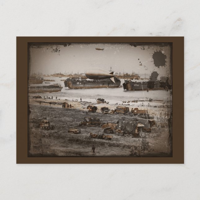 Postal Montaje de imágenes variadas en el Día D (Anverso)