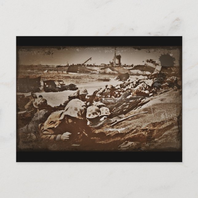 Postal Montaje de imágenes variadas en el Día D (Anverso)