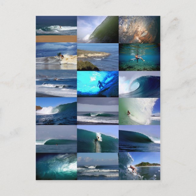 Postal Montaje de olas de surf (Anverso)