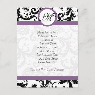 Postal Montaje de uva Damask negro Swirls Ensayo Cena