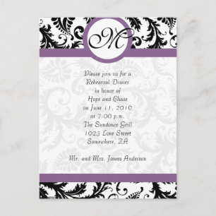 Postal Montaje de uva Damask negro Swirls Ensayo Cena