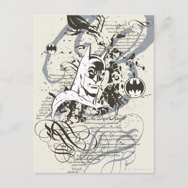 Postal Montaje del manuscrito Batman Dark Knight (Anverso)