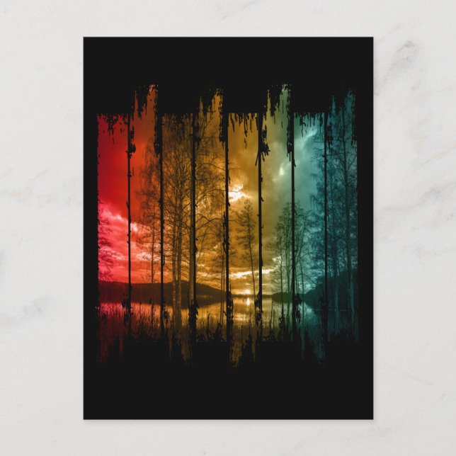 POSTAL MONTAJE VINTAGE DE LAKE TREES (Anverso)