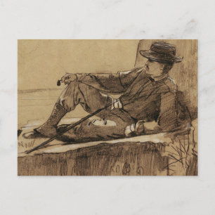 Postal Montaña alpina descansando en Winslow Homer