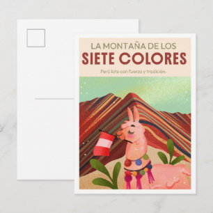Postal Montaña Arcoíris Perú Arte Viaje Vintage