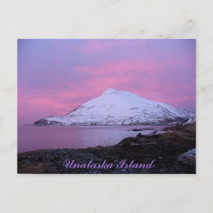 Postal Montaña Ballyhoo, puesta de sol rosa en invierno