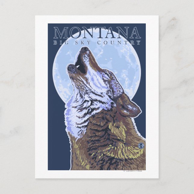 Postal Montana — Big Sky CountryHowling Wolf (Anverso)