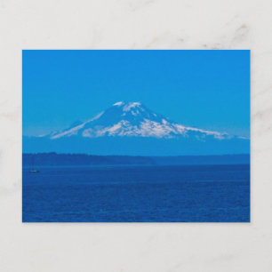 Postal Montaña con Cima Nevada sobre Agua Azul