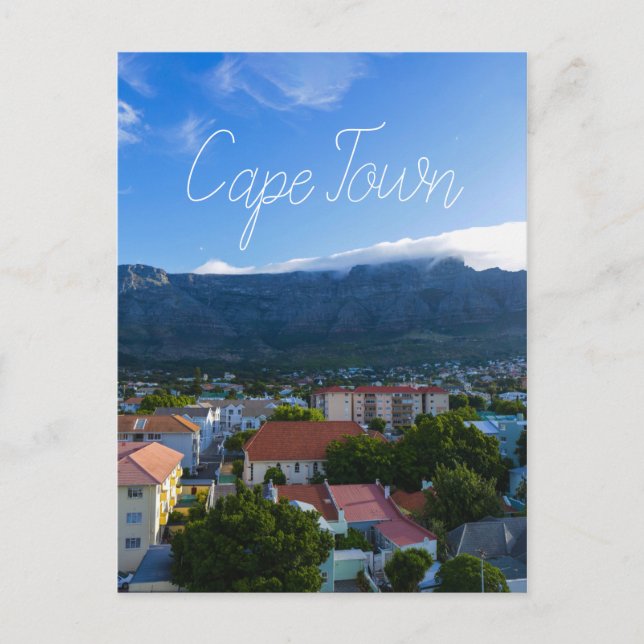 Postal Montaña de la Mesa de Ciudad del Cabo Sudáfrica (Anverso)