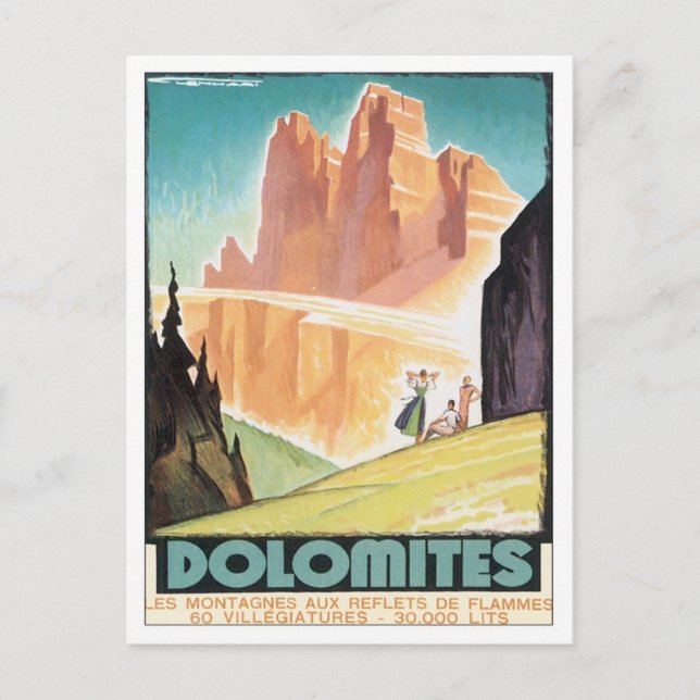 Postal Montaña de los Dolomitas Vintage (Anverso)