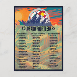 Postal Montaña de los Forteeners de Colorado 14ers