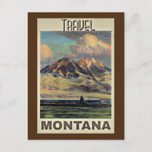 Postal Montana de viajes, afiche vintage,