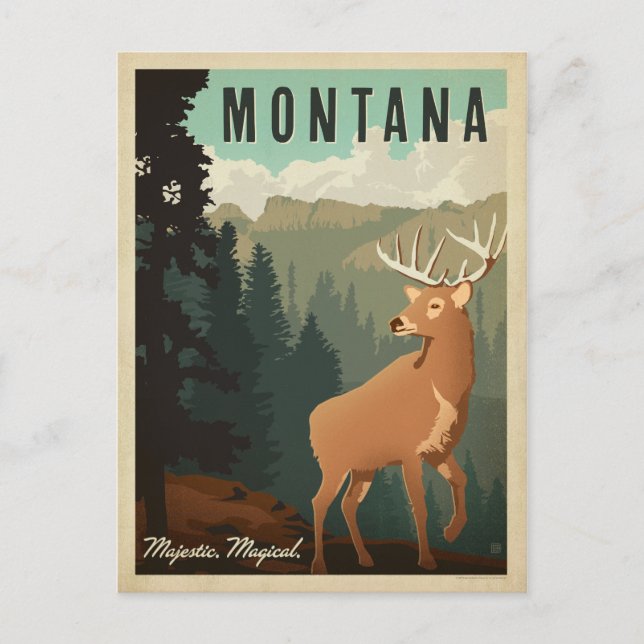 Postal Montana Deer | Majestuoso, mágico (Anverso)