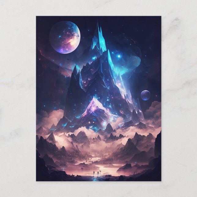Postal Montaña Del Paisaje De La Fantasía De Cristal