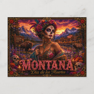 Postal Montana Día de los Muertos Retro