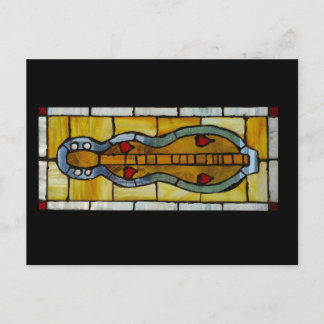 Postal Montaña Dulcimer - Vidrio Manchado