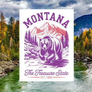 Postal Montana El Estado del Tesoro Est. 1889 Oso