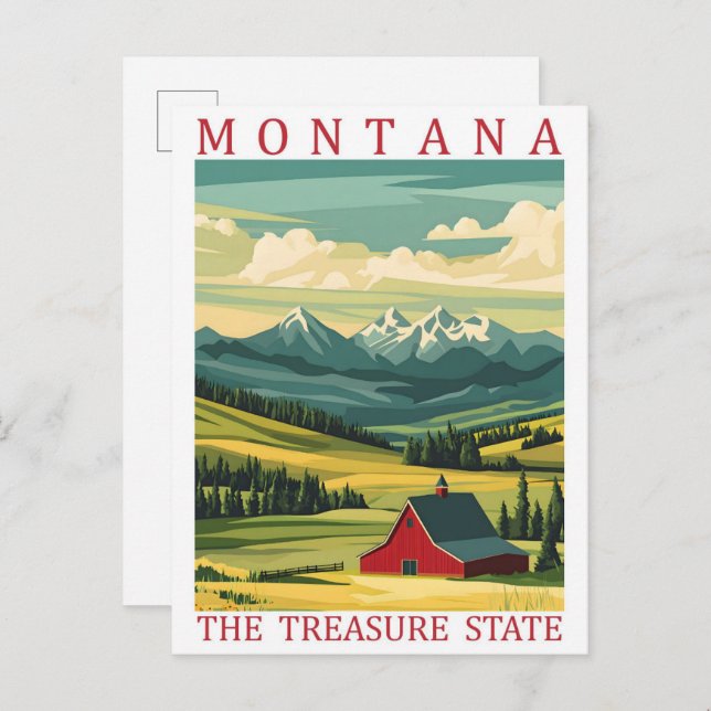 Postal Montana el Treasure State USA Travel Place (Anverso / Reverso)