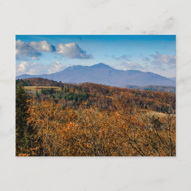 Postal Montaña Grandfather en otoño, Carolina del Norte (Anverso)