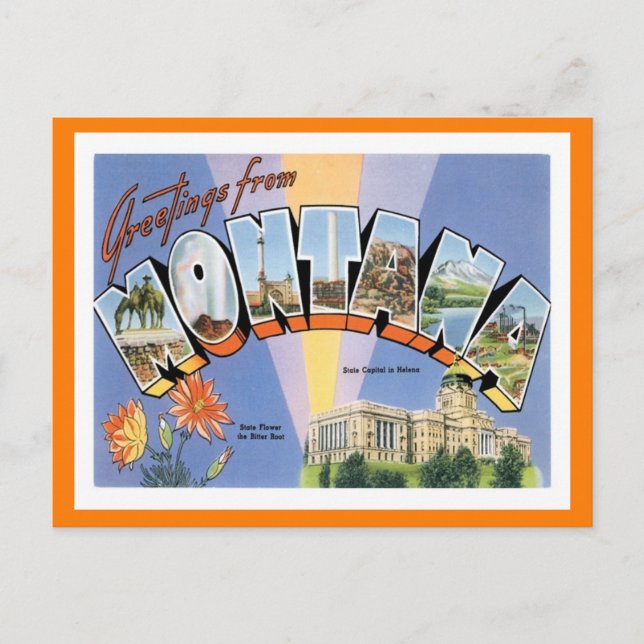 Postal Montana Greetings from US States (Anverso)