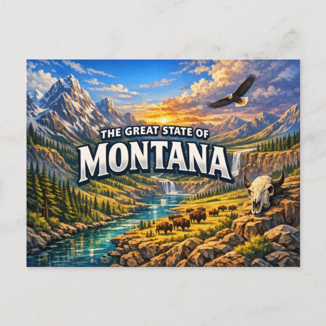 Postal Montana Greetings Postcard  (Anverso)