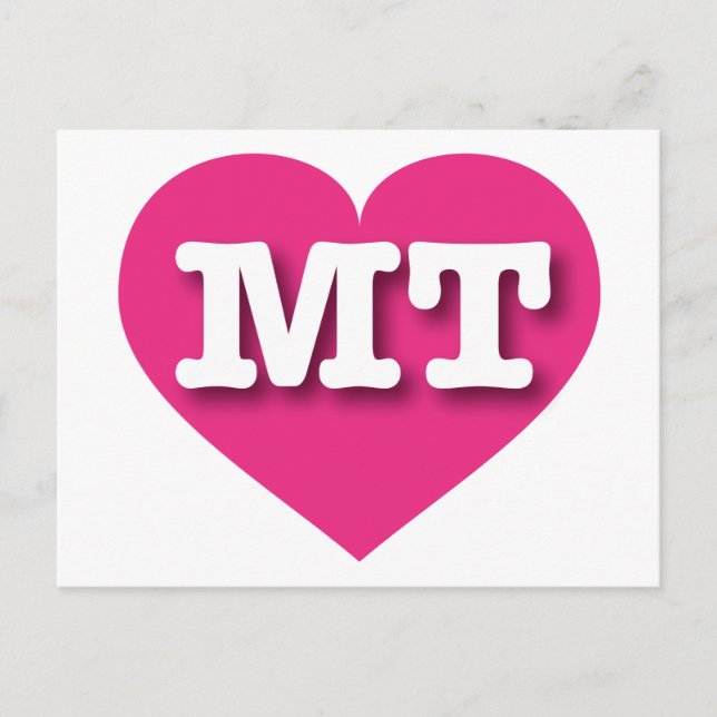 Postal Montana Hot Pink Heart - Me encanta MT (Anverso)