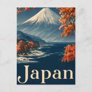 Postal Montaña Japonesa con Cima Nevada Viajes Vintage