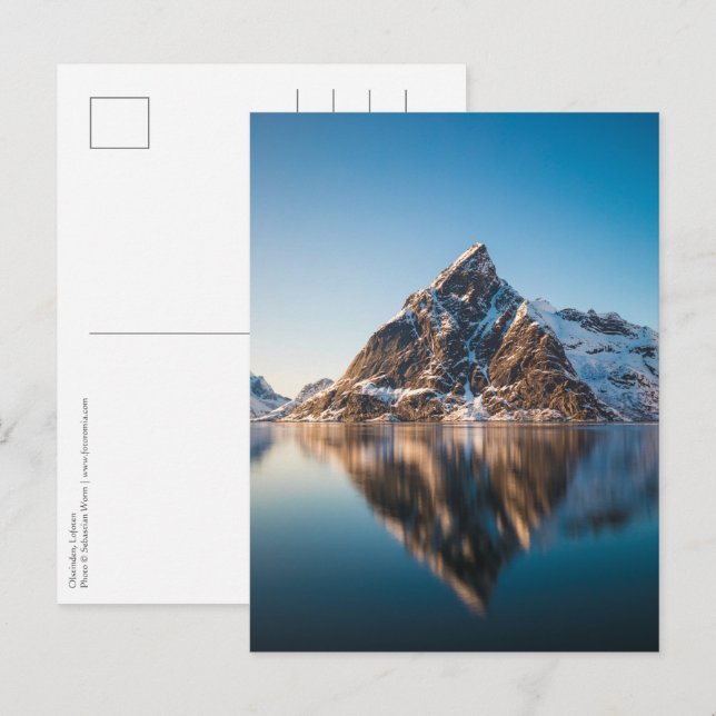 Postal Montaña Lofoten de Noruega (Anverso / Reverso)