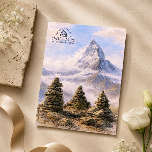 Postal Montaña Matterhorn, Alpes suizos   Acuarela