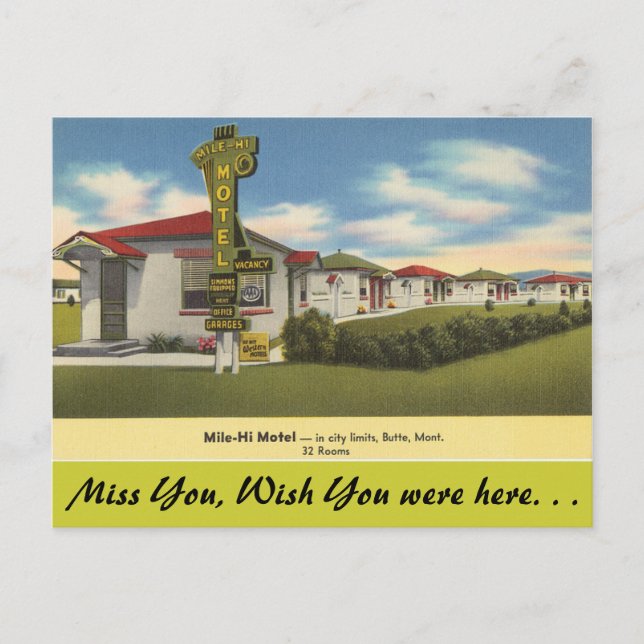 Postal Montana, Mile-Hi Motel, Butte (Anverso)