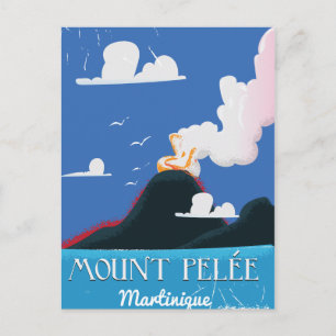 Postal Montaña Pelée, Martinica Póster de viaje vintage