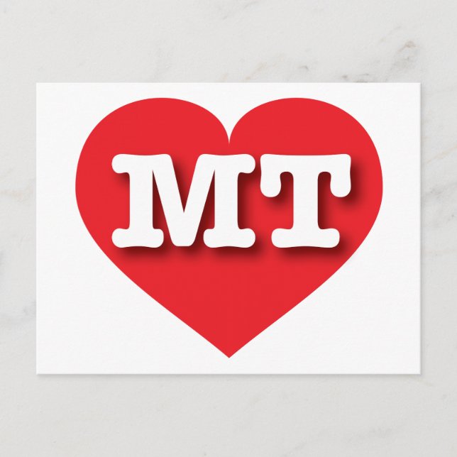 Postal Montana Red Heart - Me encanta MT (Anverso)