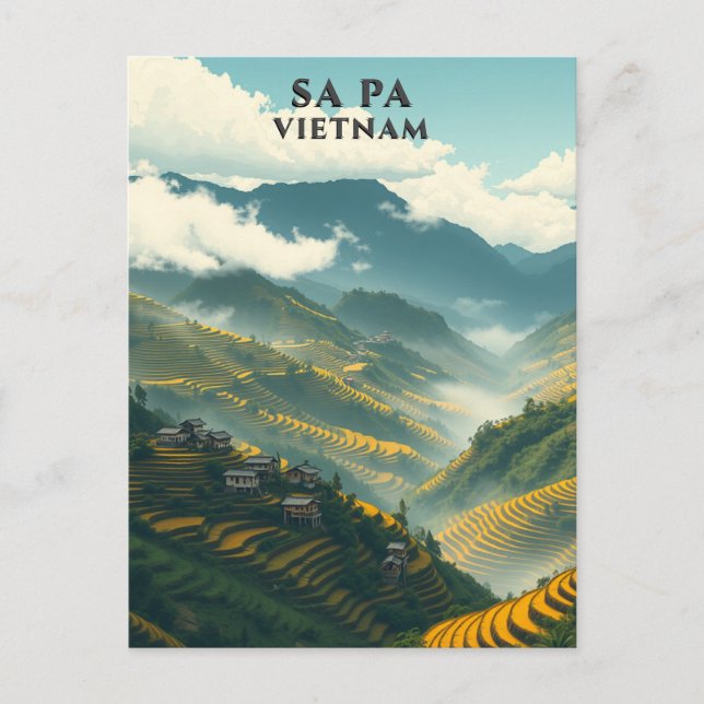 Postal Montaña Sa Pa Vietnam Rice Terrazas (Anverso)
