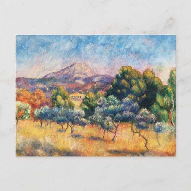 Postal Montaña Sainte-Victoire Paysage por Renoir (Anverso)