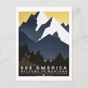 Postal Montana "See America" Vintage Travel Poster