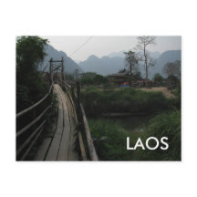 Montaña Serene Laos, río, puente Sudeste Asiático
