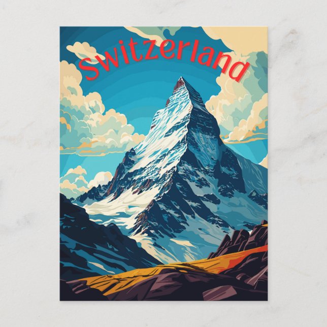 Postal Montaña Suiza Retro Matterhorn (Anverso)