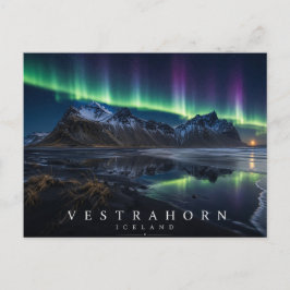 Postal Montaña Vestrahorn Stokksnes Islandia Aurora