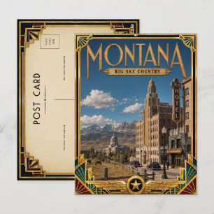 Postal Montana Vintage Art Deco Edad Dorada