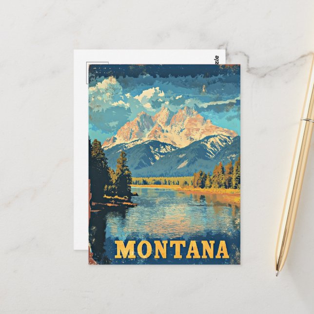 Postal Montana Vintage Travel Poster (Anverso/Reverso In Situ)