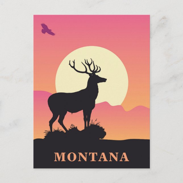 Postal Montana Vintage Travel Sunset (Anverso)