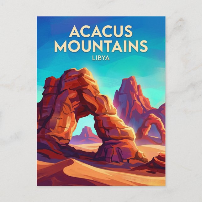 Postal Montañas Acacus, Tadrart Acacus Libia (Anverso)