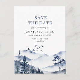 Postal Montañas Acuarela Bosque Boda Save the Date