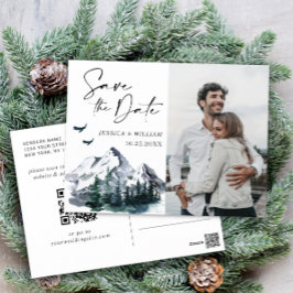 Postal Montañas acuarelas Boda FOTOGRÁFICA Guardar la fec