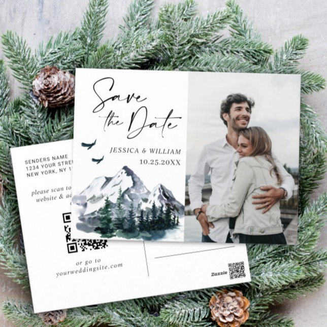 Postal Montañas acuarelas Boda FOTOGRÁFICA Guardar la fec (Subido por el creador)