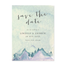 Montañas acuarelas Boda Guardar la fecha