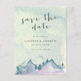 Postal Montañas acuarelas Boda Guardar la fecha
