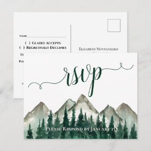 Postal Montañas acuarelas y bodas Boda RSVP Postcard