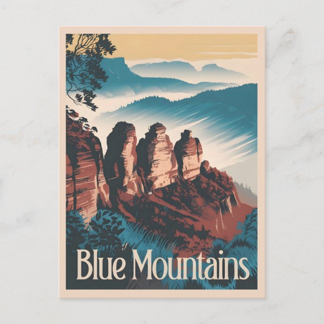 Postal Montañas Azules Australia Vintage (Anverso)