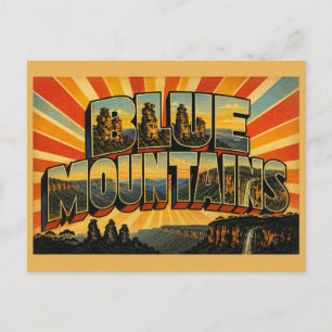 Postal Montañas Azules NSW Australia Arte de Viaje Vintag